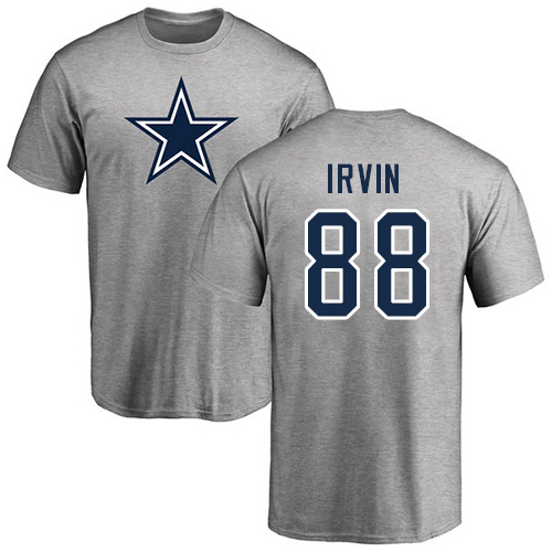 NFL Nike Dallas Cowboys #88 Michael Irvin Ash Name & Number Logo T-Shirt