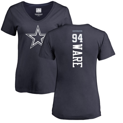 NFL Women's Nike Dallas Cowboys #94 DeMarcus Ware Navy Blue Backer T-Shirt
