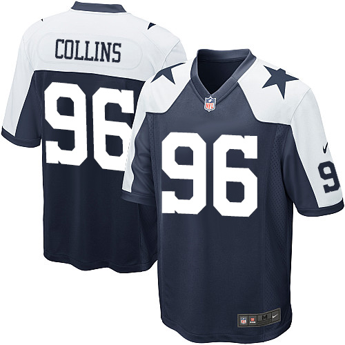 Men's Nike Dallas Cowboys #96 Maliek Collins Game Navy Blue Throwback Alternate NFL Jersey