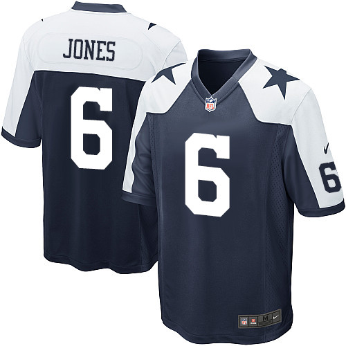 Men's Nike Dallas Cowboys #6 Chris Jones Game Navy Blue Throwback Alternate NFL Jersey