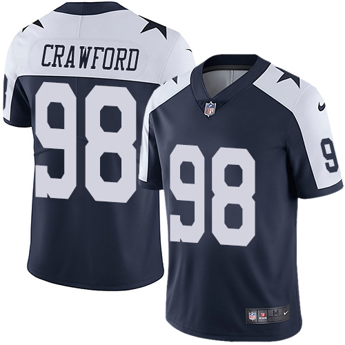 Men's Nike Dallas Cowboys #98 Tyrone Crawford Navy Blue Throwback Alternate Vapor Untouchable Limited Player NFL Jersey