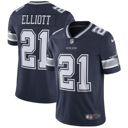 Men's Nike Dallas Cowboys #21 Ezekiel Elliott Navy Blue Team Color Vapor Untouchable Limited Player NFL Jersey