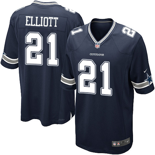 Men's Nike Dallas Cowboys #21 Ezekiel Elliott Game Navy Blue Team Color NFL Jersey
