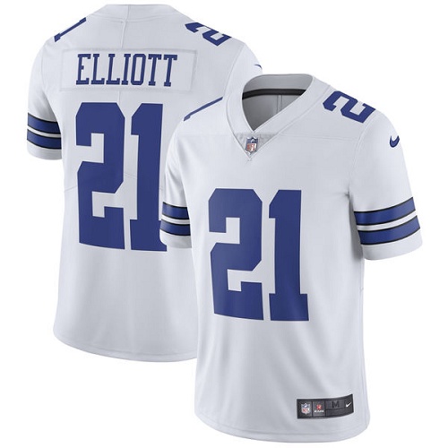 Men's Nike Dallas Cowboys #21 Ezekiel Elliott White Vapor Untouchable Limited Player NFL Jersey