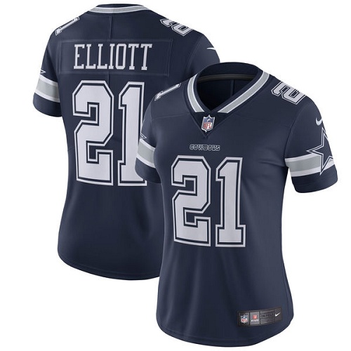 Women's Nike Dallas Cowboys #21 Ezekiel Elliott Navy Blue Team Color Vapor Untouchable Elite Player NFL Jersey