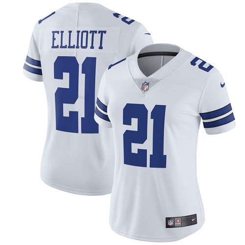 Women's Nike Dallas Cowboys #21 Ezekiel Elliott White Vapor Untouchable Elite Player NFL Jersey