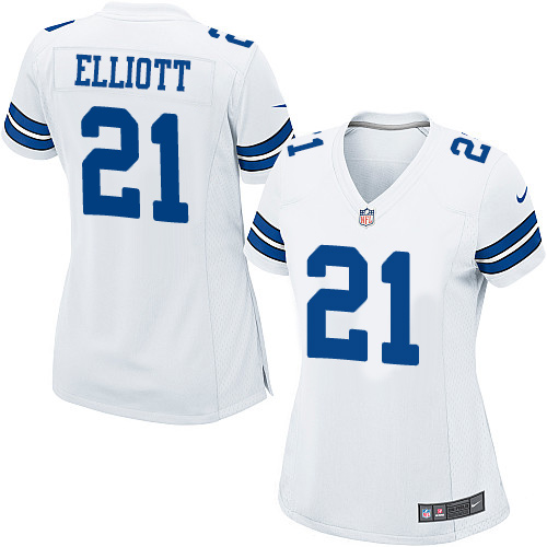 Women's Nike Dallas Cowboys #21 Ezekiel Elliott Game White NFL Jersey