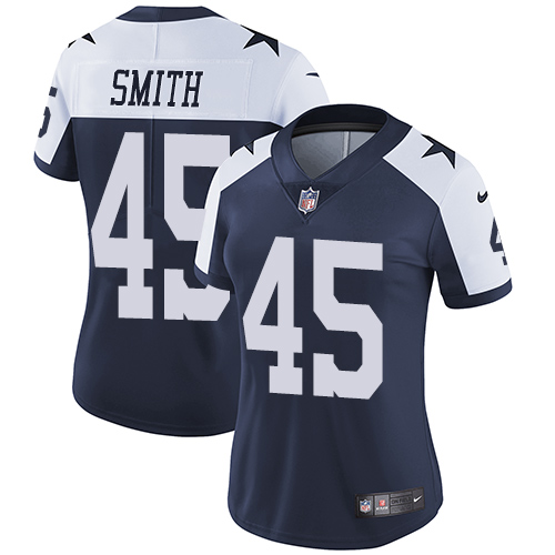 Women's Nike Dallas Cowboys #45 Rod Smith Navy Blue Throwback Alternate Vapor Untouchable Limited Player NFL Jersey
