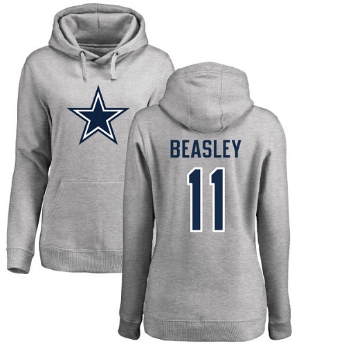 NFL Women's Nike Dallas Cowboys #11 Cole Beasley Ash Name & Number Logo Pullover Hoodie