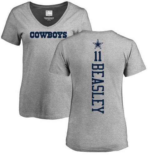 NFL Women's Nike Dallas Cowboys #11 Cole Beasley Ash Backer V-Neck T-Shirt