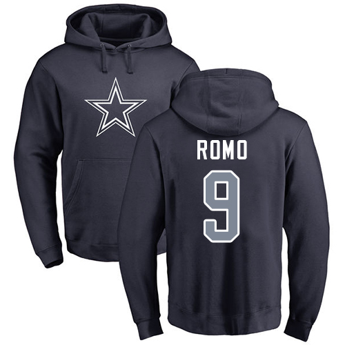 NFL Nike Dallas Cowboys #9 Tony Romo Navy Blue Name & Number Logo Pullover Hoodie
