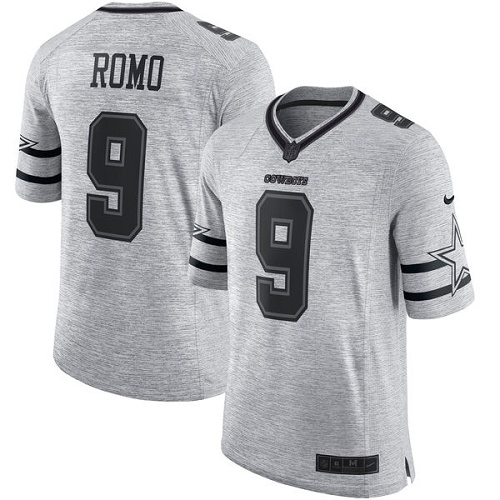 Men's Nike Dallas Cowboys #9 Tony Romo Limited Gray Gridiron II NFL Jersey
