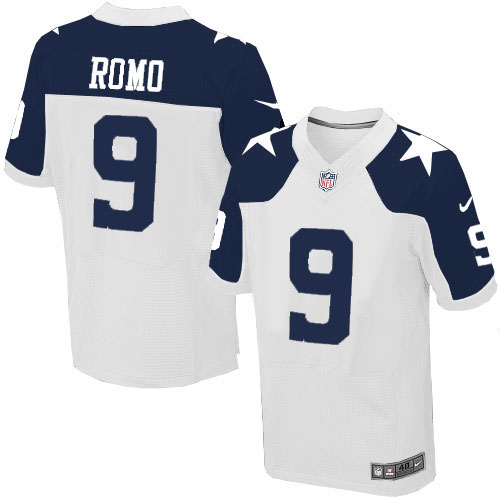 Men's Nike Dallas Cowboys #9 Tony Romo Elite White Throwback Alternate NFL Jersey