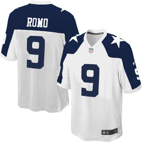 Men's Nike Dallas Cowboys #9 Tony Romo Game White Throwback Alternate NFL Jersey