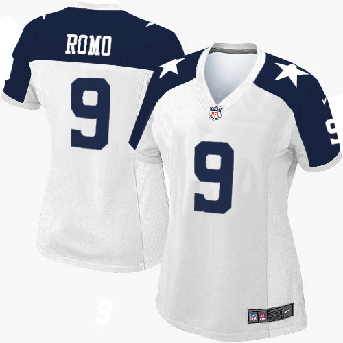 Women's Nike Dallas Cowboys #9 Tony Romo Game White Throwback Alternate NFL Jersey