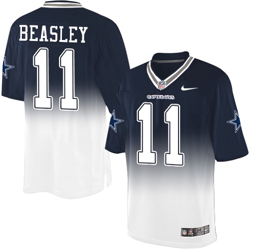 Men's Nike Dallas Cowboys #11 Cole Beasley Elite Navy/White Fadeaway NFL Jersey