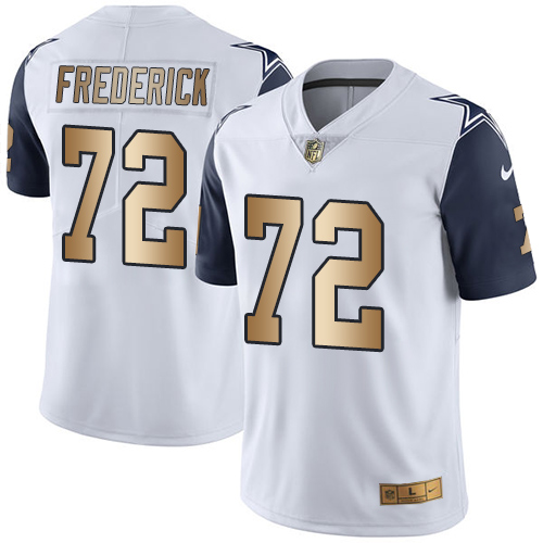 Youth Nike Dallas Cowboys #72 Travis Frederick Limited White/Gold Rush Vapor Untouchable NFL Jersey