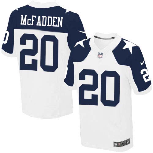 Men's Nike Dallas Cowboys #20 Darren McFadden Elite White Throwback Alternate NFL Jersey