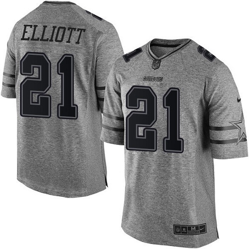 Men's Nike Dallas Cowboys #21 Ezekiel Elliott Limited Gray Gridiron NFL Jersey
