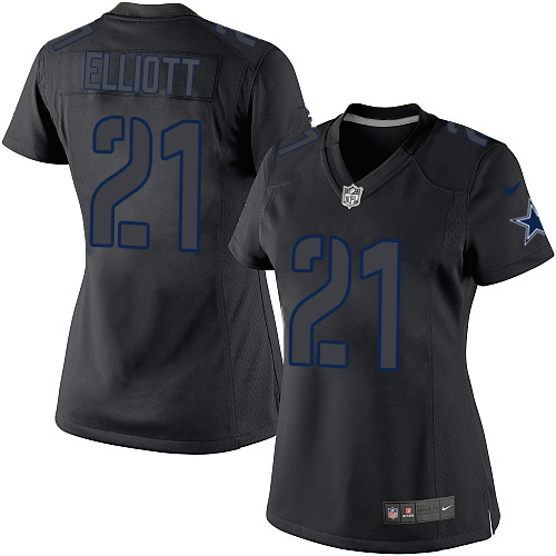Women's Nike Dallas Cowboys #21 Ezekiel Elliott Limited Black Impact NFL Jersey