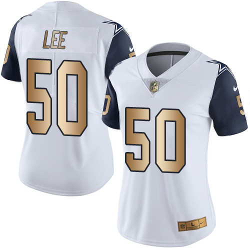Women's Nike Dallas Cowboys #50 Sean Lee Limited White/Gold Rush Vapor Untouchable NFL Jersey