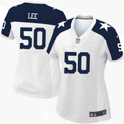 Women's Nike Dallas Cowboys #50 Sean Lee Elite White Throwback Alternate NFL Jersey