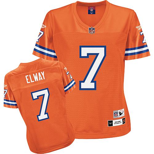Reebok Denver Broncos #7 John Elway Orange Women's Throwback Team Color Premier EQT NFL Jersey