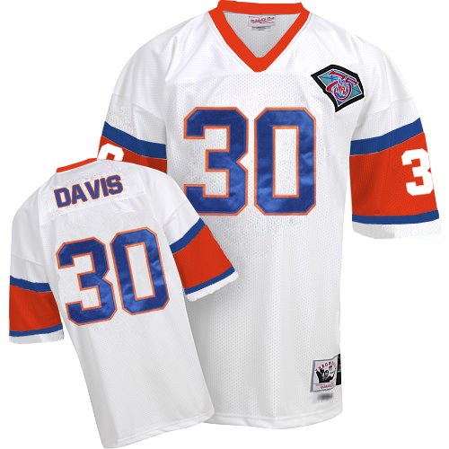 Mitchell And Ness Denver Broncos #30 Terrell Davis White Authentic Throwback NFL Jersey