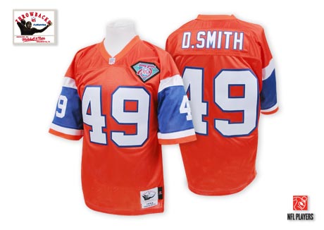 Mitchell And Ness Denver Broncos #49 Dennis Smith Orange Authentic Throwback NFL Jersey