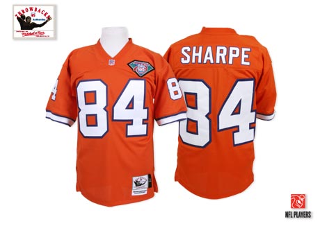 Mitchell And Ness Denver Broncos #84 Shannon Sharpe Orange Authentic Throwback NFL Jersey