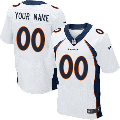 Men's Nike Denver Broncos Customized Elite White NFL Jersey
