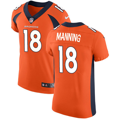 Men's Nike Denver Broncos #18 Peyton Manning Orange Team Color Vapor Untouchable Elite Player NFL Jersey
