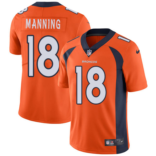 Men's Nike Denver Broncos #18 Peyton Manning Orange Team Color Vapor Untouchable Limited Player NFL Jersey