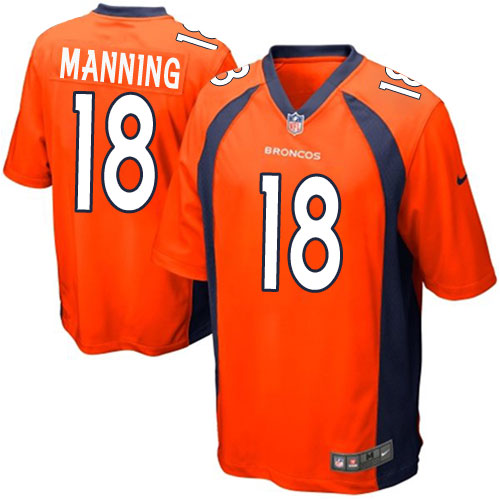 Men's Nike Denver Broncos #18 Peyton Manning Game Orange Team Color NFL Jersey
