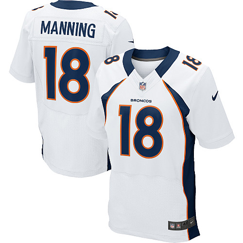 Men's Nike Denver Broncos #18 Peyton Manning Elite White NFL Jersey