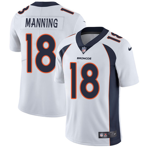 Men's Nike Denver Broncos #18 Peyton Manning White Vapor Untouchable Limited Player NFL Jersey