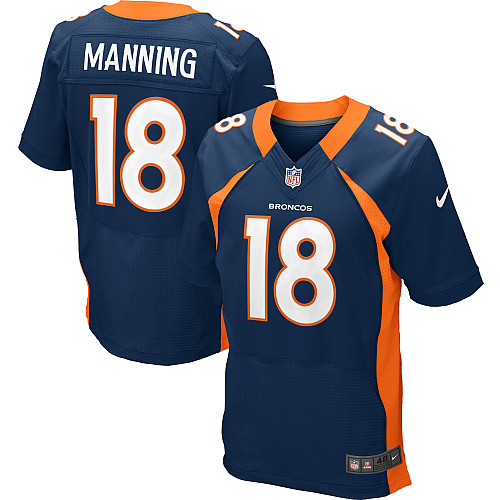 Men's Nike Denver Broncos #18 Peyton Manning Elite Navy Blue Alternate NFL Jersey