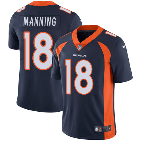 Men's Nike Denver Broncos #18 Peyton Manning Navy Blue Alternate Vapor Untouchable Limited Player NFL Jersey
