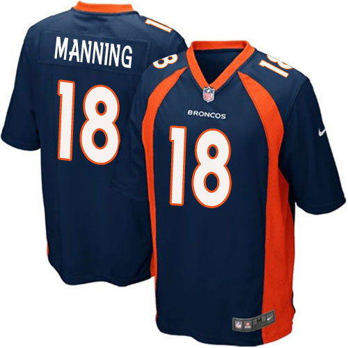 Men's Nike Denver Broncos #18 Peyton Manning Game Navy Blue Alternate NFL Jersey