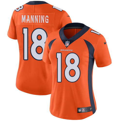 Women's Nike Denver Broncos #18 Peyton Manning Orange Team Color Vapor Untouchable Elite Player NFL Jersey