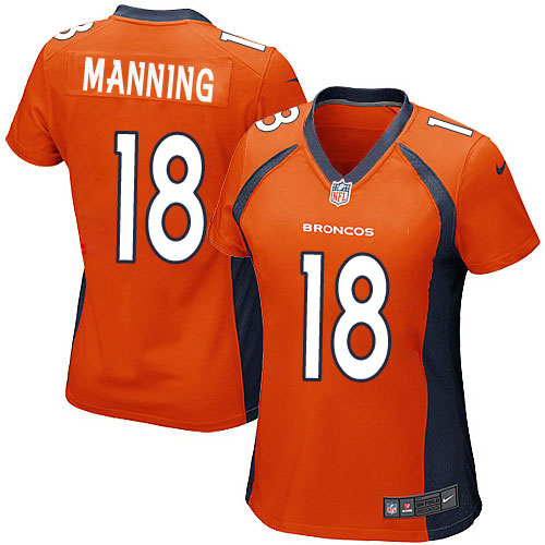 Women's Nike Denver Broncos #18 Peyton Manning Game Orange Team Color NFL Jersey
