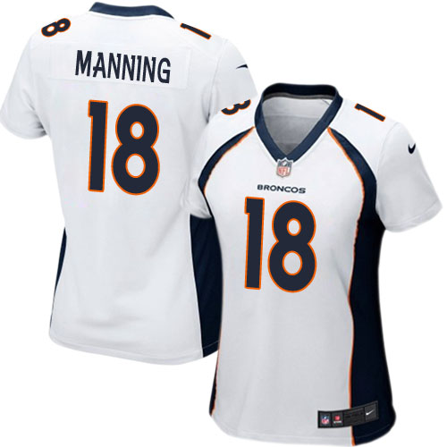 Women's Nike Denver Broncos #18 Peyton Manning Game White NFL Jersey