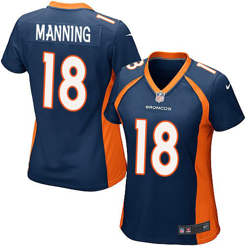 Women's Nike Denver Broncos #18 Peyton Manning Game Navy Blue Alternate NFL Jersey