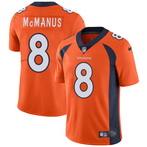Men's Nike Denver Broncos #8 Brandon McManus Orange Team Color Vapor Untouchable Limited Player NFL Jersey