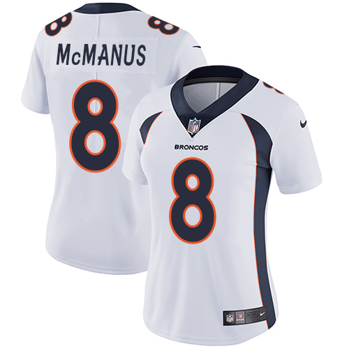 Women's Nike Denver Broncos #8 Brandon McManus White Vapor Untouchable Elite Player NFL Jersey
