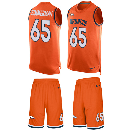 Men's Nike Denver Broncos #65 Gary Zimmerman Limited Orange Tank Top Suit NFL Jersey