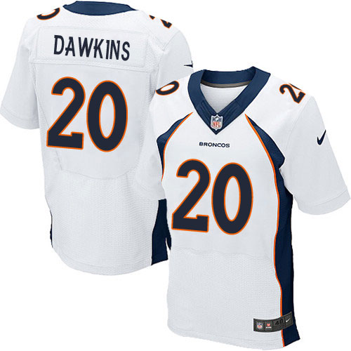 Men's Nike Denver Broncos #20 Brian Dawkins Elite White NFL Jersey