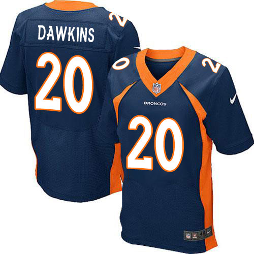 Men's Nike Denver Broncos #20 Brian Dawkins Elite Navy Blue Alternate NFL Jersey
