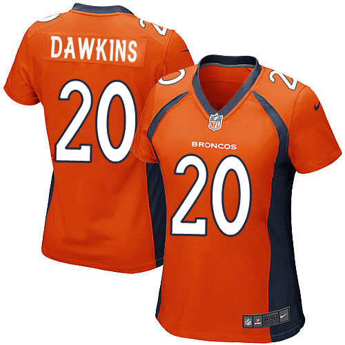 Women's Nike Denver Broncos #20 Brian Dawkins Game Orange Team Color NFL Jersey