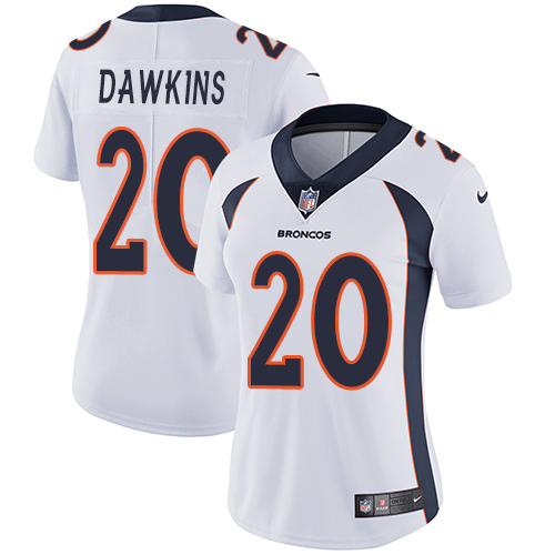 Women's Nike Denver Broncos #20 Brian Dawkins White Vapor Untouchable Limited Player NFL Jersey